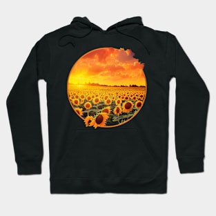 Sunflower Field Abstract Digital Art Hoodie